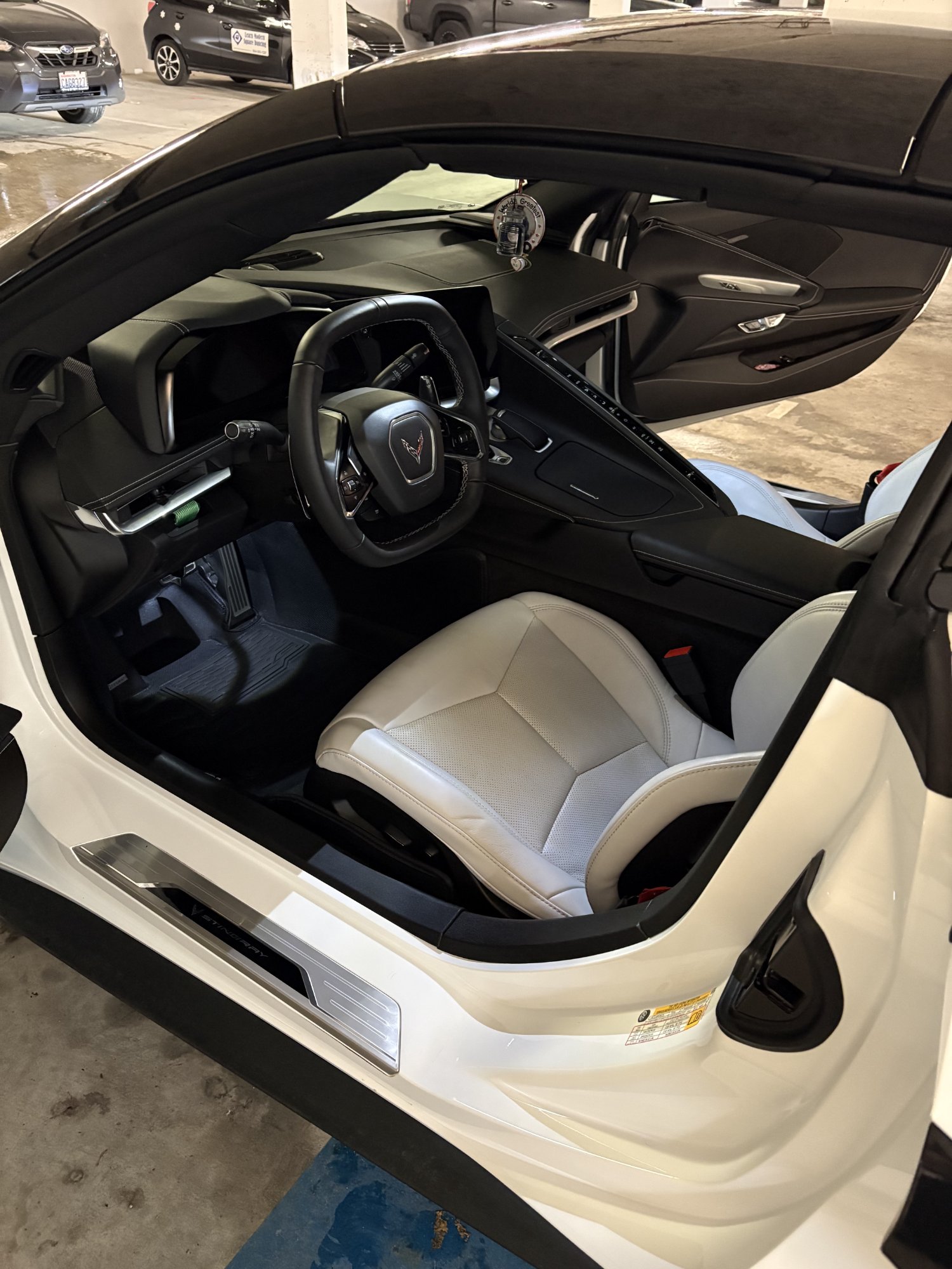 Corvette C8 Stingray interior and exterior detail — door open showing full clean result