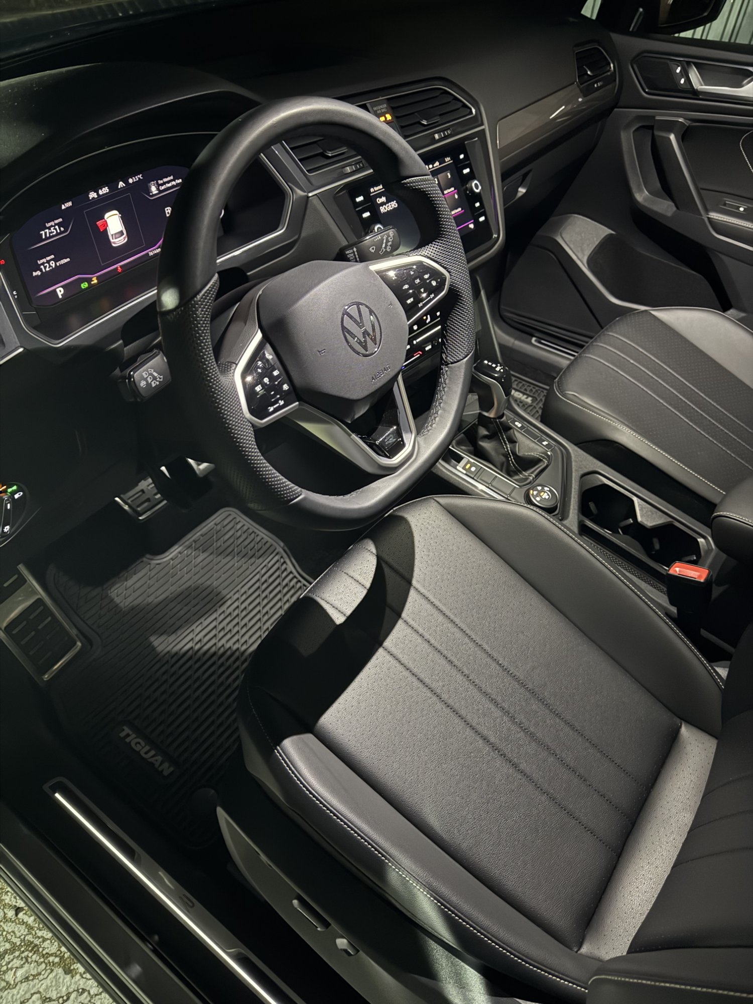 VW Tiguan interior car detailing — steering wheel dashboard and seats cleaned Burnaby