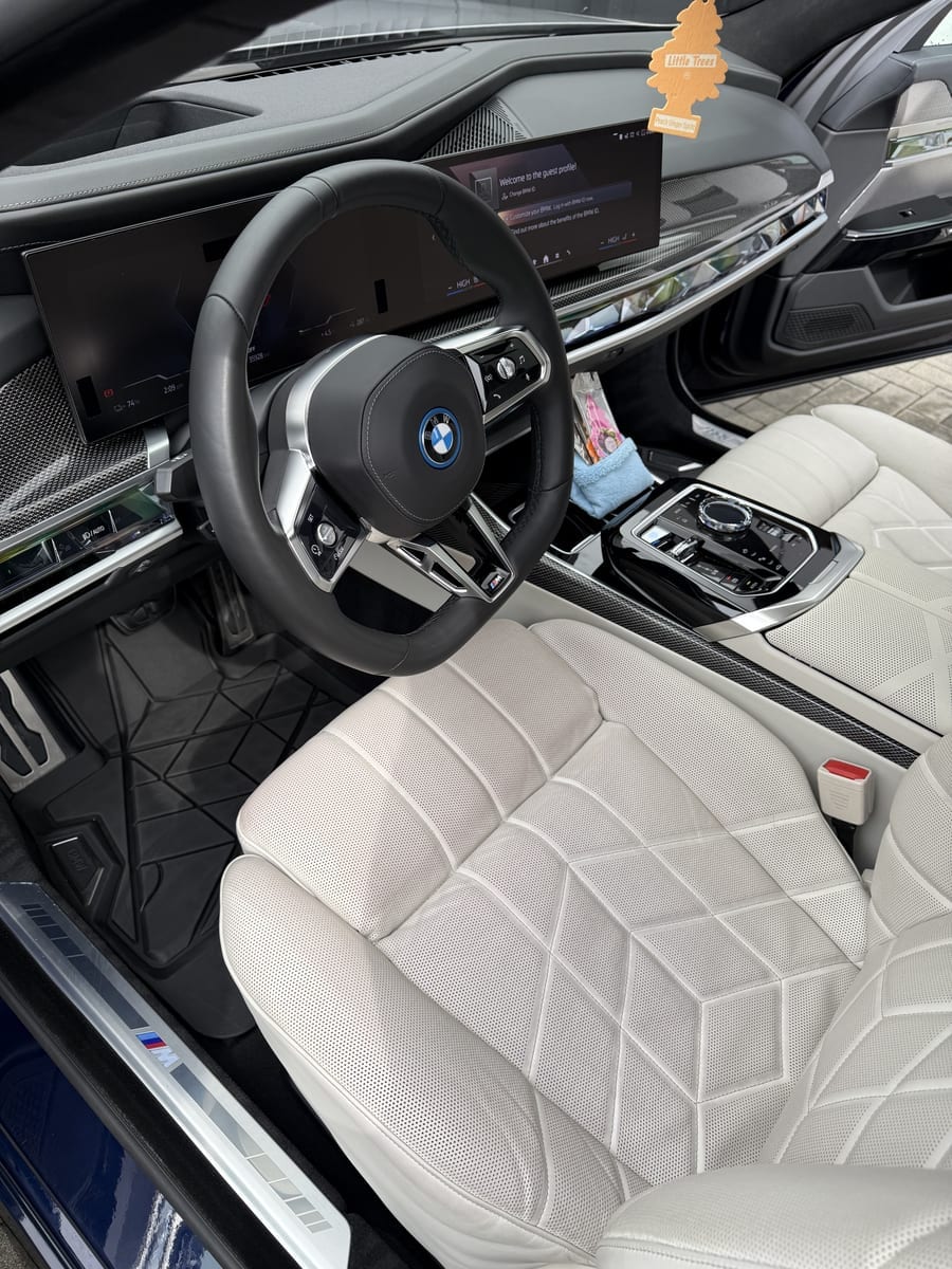 Before — BMW i7 interior during deep clean
